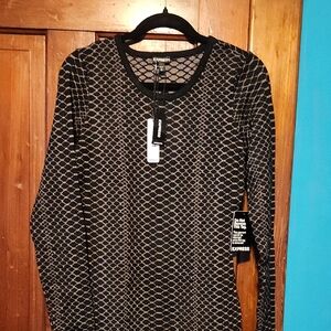 Express Black and Gold Long Sleeve Dress